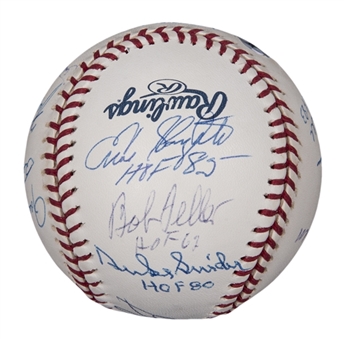 Hall of Famers Multi-Signed OML Selig Baseball With 17 Signatures Including Carlton, Snider, Spahn, and Killebrew (PSA/DNA)